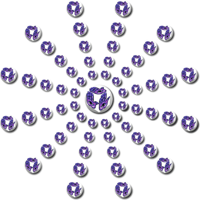 Cube, 3D Cube, Purple Eye of Horus, Purple Maneki Neko, Purple Om, Purple Ying Yang, Purple Eye of Fatima, Purple Eye of Providence, Purple Horseshoe, Purple Four Leaf Clover, lucky charms, lucky amulets, mandala