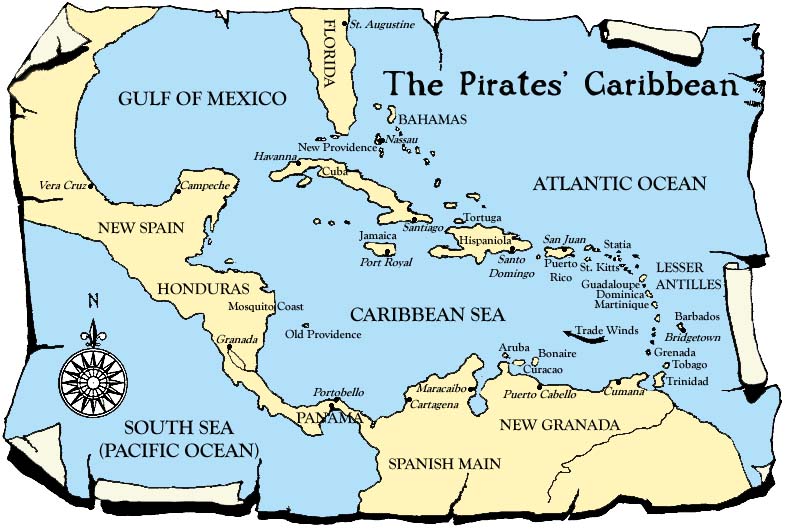 Caribbean Pirate Map Old.